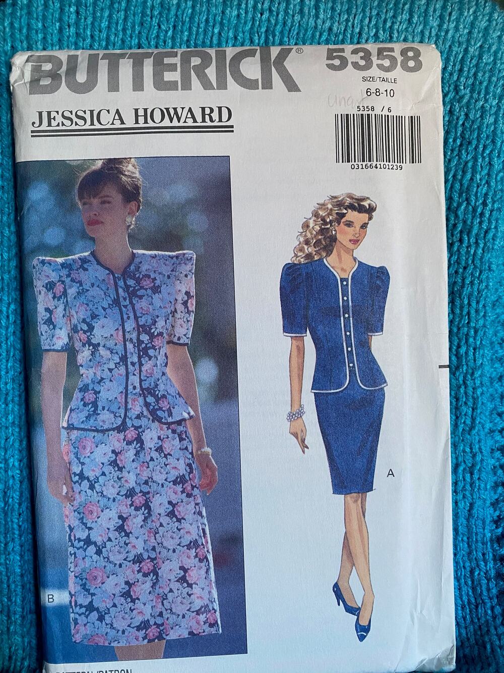 Butterick Sewing pattern 5358 Suit blazer skirt puff sleeves
